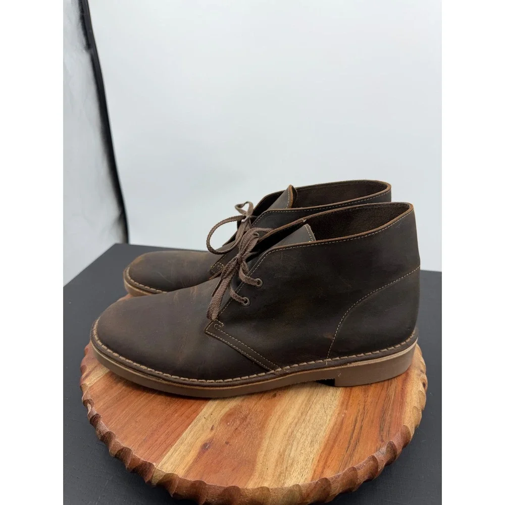 Clarks Bushacre 2 Chukka Boots Mens 12 Dark Brown Leather Lace Up Desert Boot